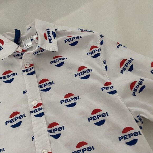 PEPSI (2016) Official Divided by H&M All-Over Logo Print Button-Up Shirt Small - Picture 6 of 8